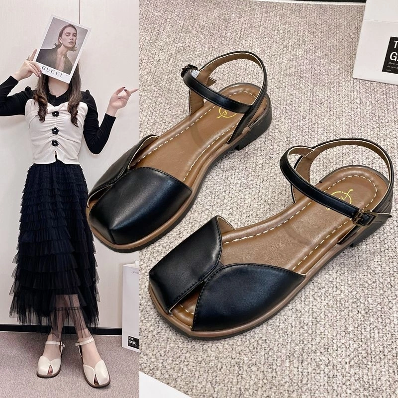 NF2837 - Flat Shoes Fashion Wanita Kekinian Sandal Tali Wanita Terbaru