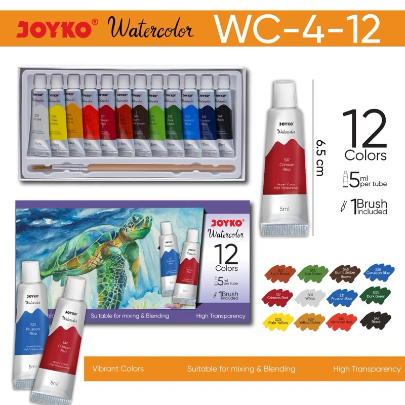 Watercolor Set Cat Air Joyko WC-4-12 Warna