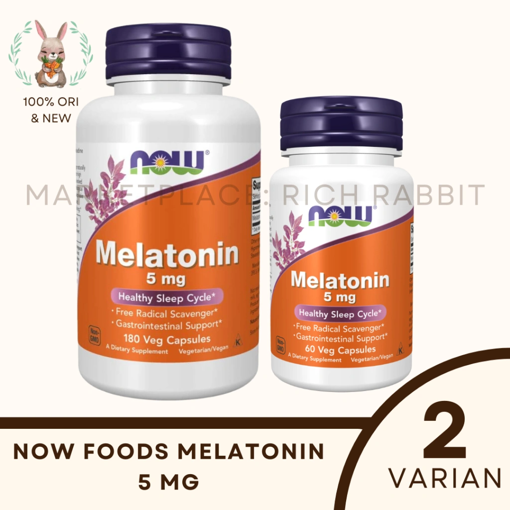 Now Foods Melatonin 5 Mg 60 180 Veg Capsules Obat Bantu Tidur Insomnia