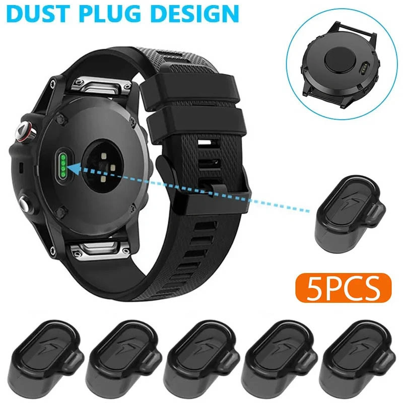 Silicone Anti Dust Plug Cover Garmin Series - 5pcs Soft Cover Venu Fenix Forerunner Lily Instinct Tactix Quatix Delta Debu Anti Dust Port Charger Charge Watch