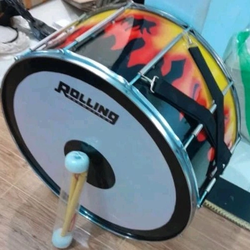 BASS DRUM DRUMBAND/SUPORTER UKURAN 16"/18"/20"/22"/24"/26" +stik dan sabuk