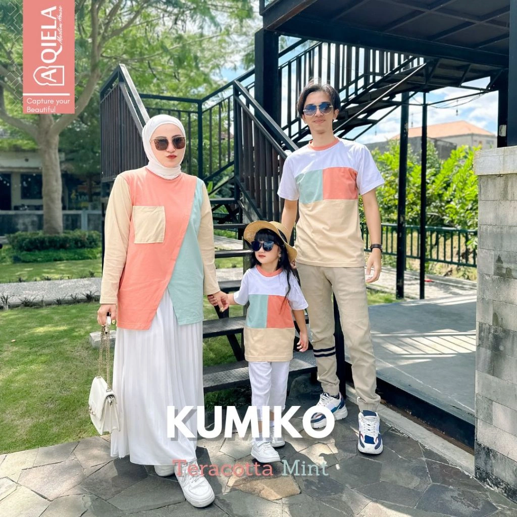 Kaos Couple Keluarga - Kumiko By Aqiela Muslim House - Baju Set Keluarga Combed 24s