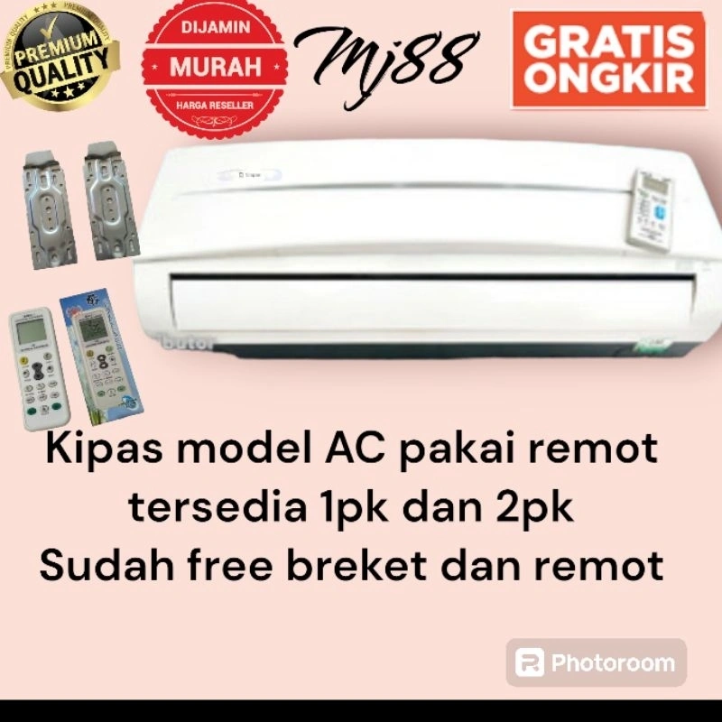 KIPAS ANGIN MODEL INDOOR AC PAKAI REMOTE /KIPAS ANGIN MODEL AC REMOT 1PK DAN 2PK ANGIN KENCANG /PAKET LENGKAP REMOT+BREKET / INI BEKAS DARI AC, BUKAN BARU