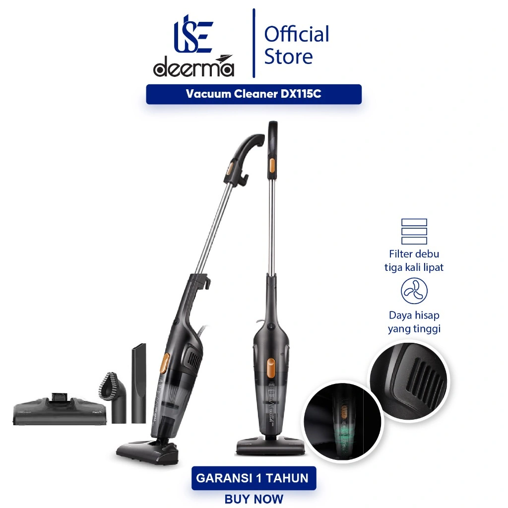 Deerma DX115C Vacuum Cleaner 15kPa Portable Handheld 2 In 1 Silent Penyedot Debu Home