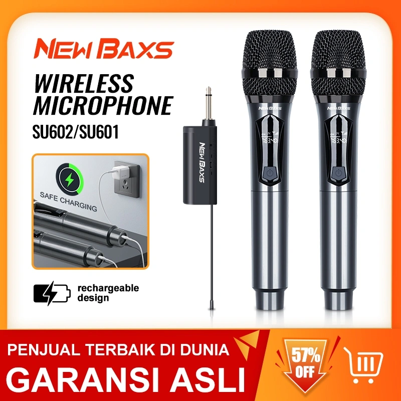 NEW BAXS SU601/SU602 mikrofon nirkabelisi ulang mikrofon genggam penyebaranUHF Pasang dan mainkan PeralatanBernyanyi Peralatan Audio HiburanRumah
