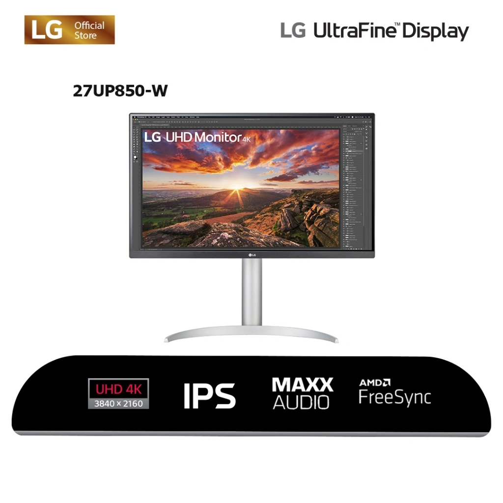LG UltraFine™ 27UP850K-W 27" UHD 4K IPS Monitor AMD FreeSync USB C Speaker
