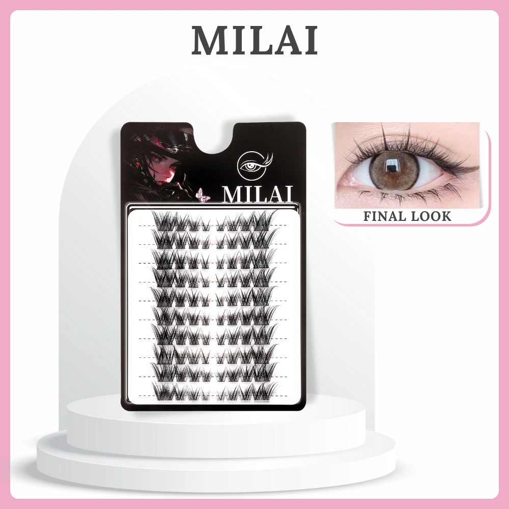 MILAI A11 Cat Eye Mata Kucing 10 Baris Bulu Mata Palsu Berkualitas Tinggi + Lem Ekstensi Bulu Mata