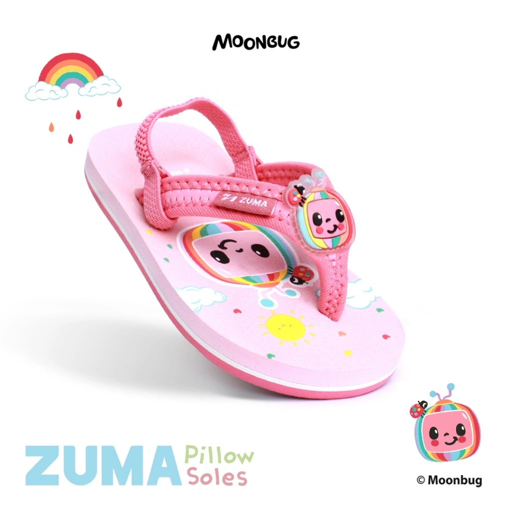 Zuma Baby Cocomelon 1 Pink, Sandal Jepit Bayi Karet Tali Belakang, Merah Muda