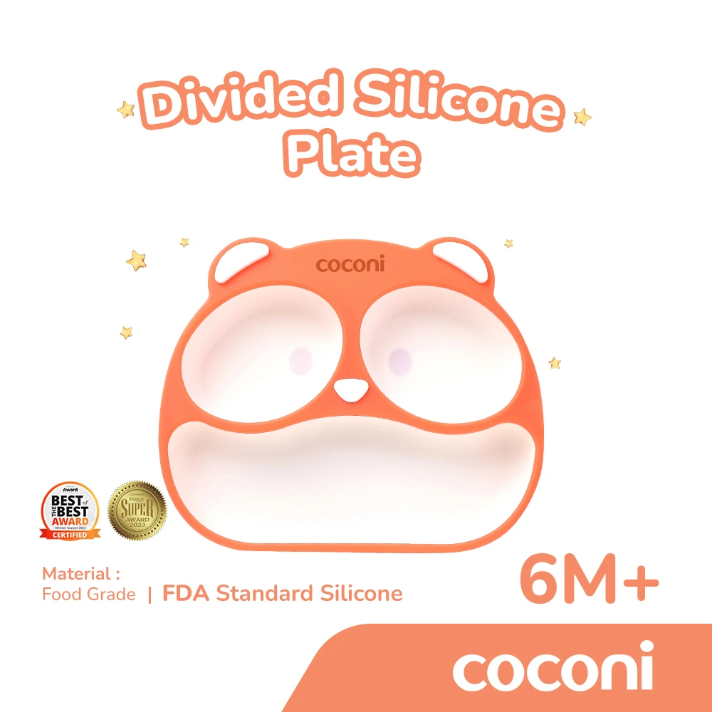 COCONI Panda Divided Silicone Suction Plate | Piring Makan Anak Bayi Silikon perekat Sekat Tiga