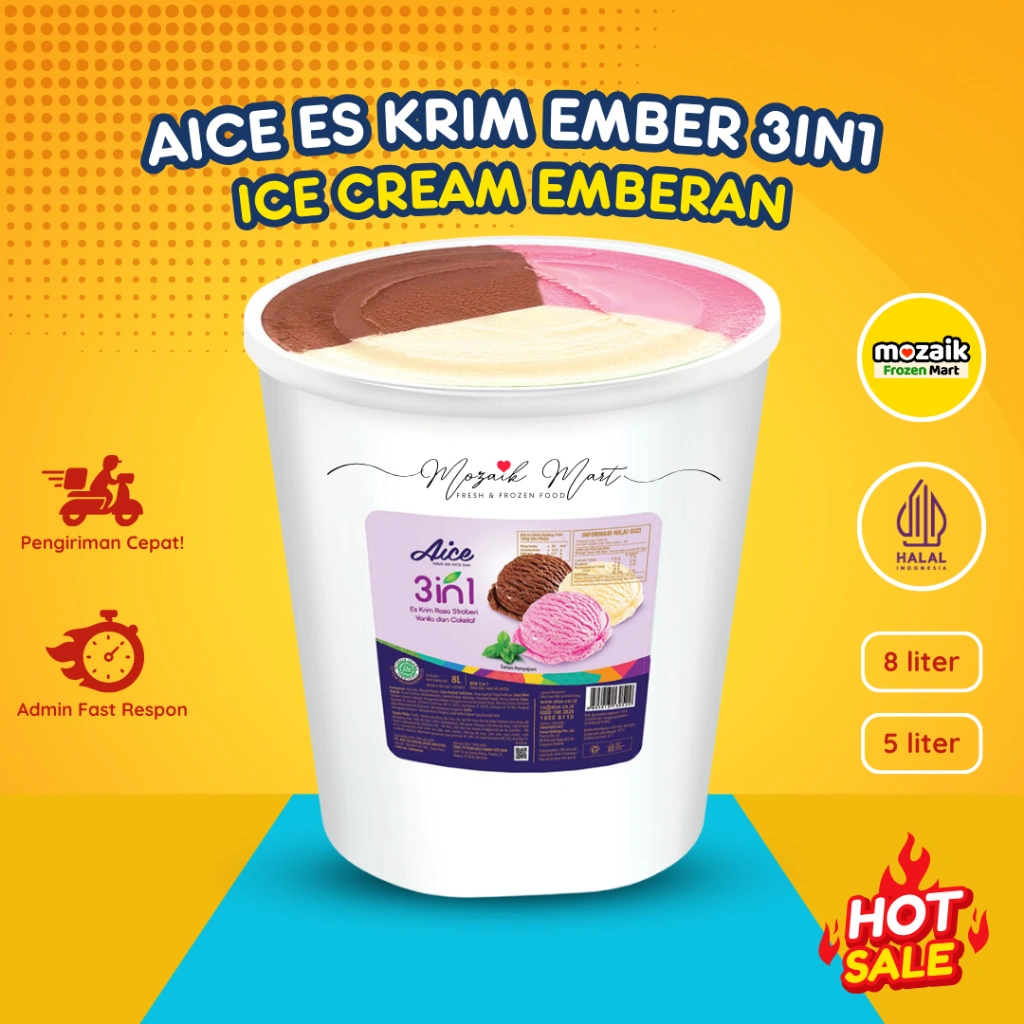 Aice Halocoko Es Krim Ember 3in1 5 Liter & 8 liter - Ice Cream Emberan Family Bucket