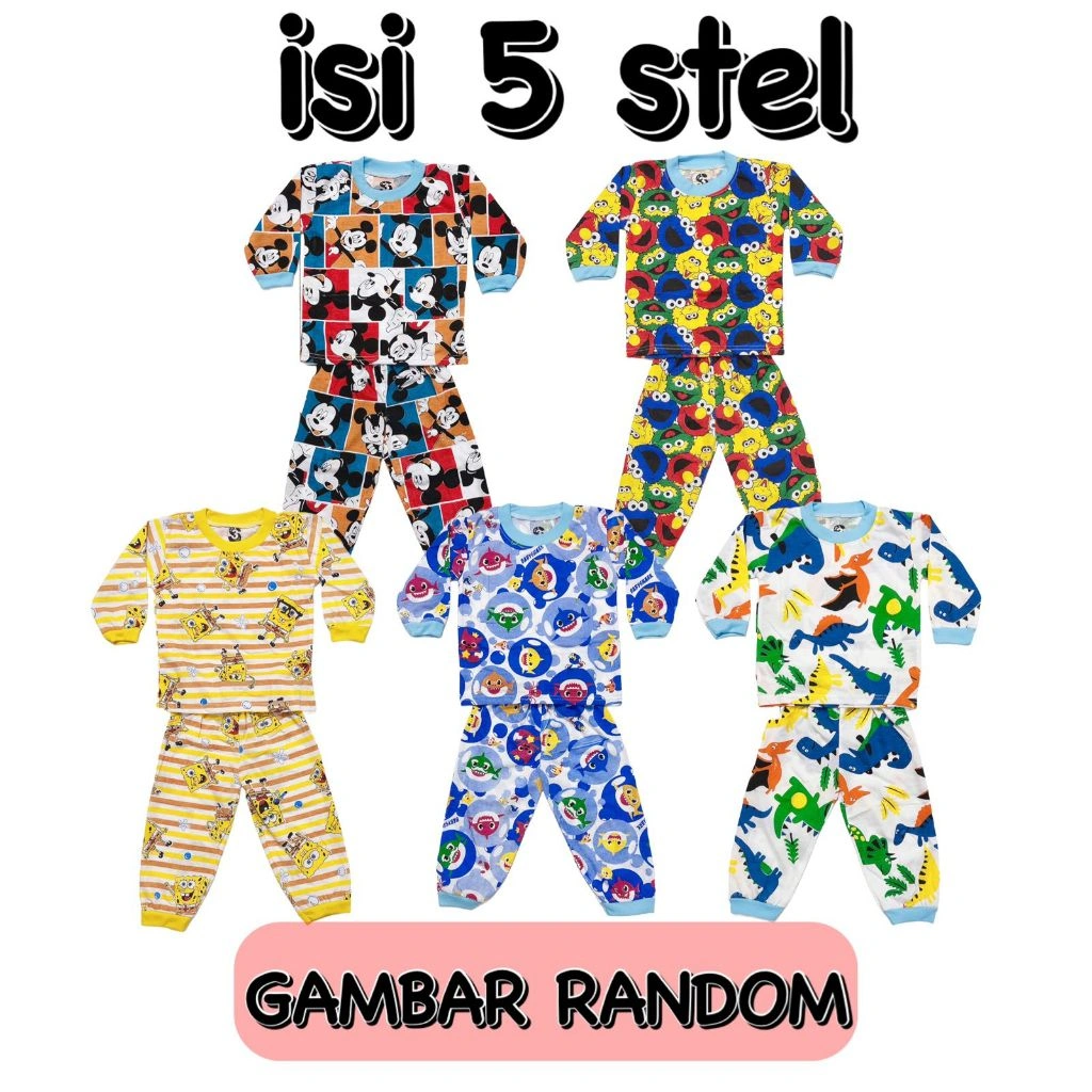 3S YEYA - (PAKET) BAJU TIDUR ANAK KIDS LAKI-LAKI/COWOK PEREMPUAN/CEWEK SETELAN/STELAN BAHAN KAOS KATUN