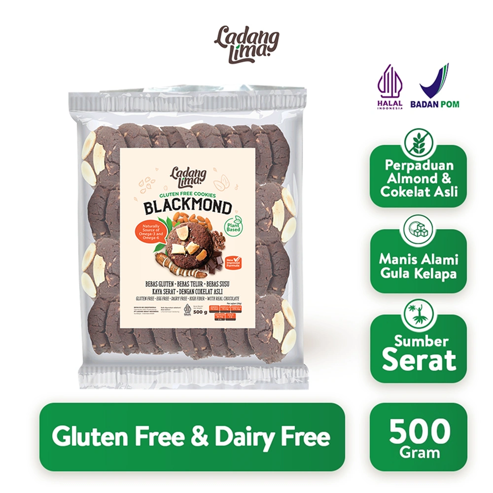 Blackmond 500gr - Cookies Snack Cokelat Almond Gluten Free With Protein Ladang Lima