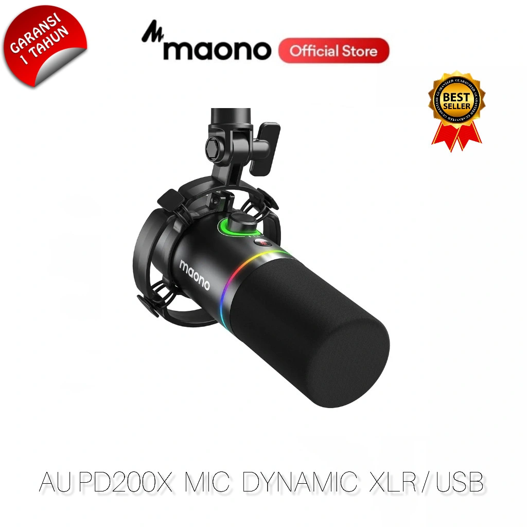 MAONO PD200X RGB Dynamic Microphone USB XLR Dual Mikrofon Gaming Podcast Live Streaming Recording