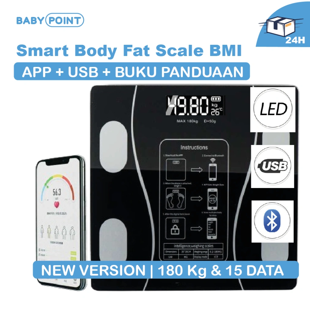 Smart Timbangan Berat Badan Digital Smart Body Fat Scale BMI