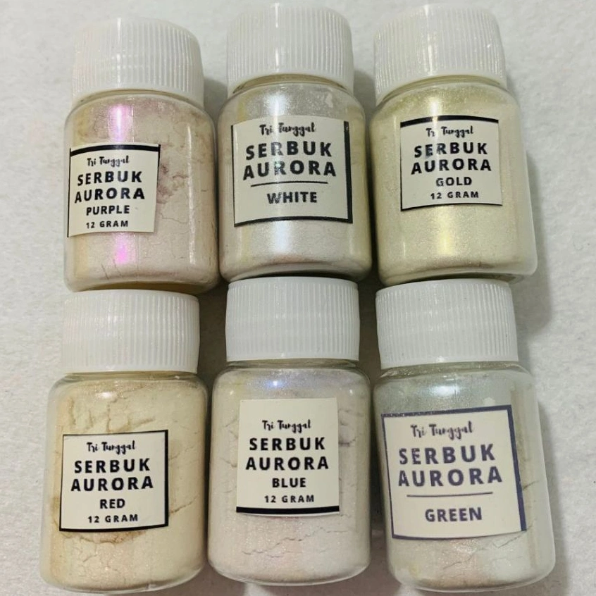 Serbuk Aurora 12gr Bubuk Pewarna Mutiara Mica Pearlescent Resin Untuk Membuat Perhiasan  Pernak Pernik Bubuk Padat Kerajinan Kesenian Art Prakarya Seni Peralatan Emas Craft Crafting Warna Warni Paint Painting Color Colorful Blimbing Indah Malang