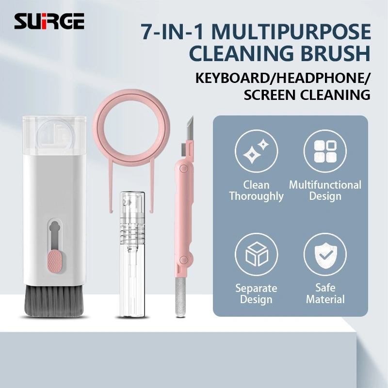 SUIRGE Earbuds Cleaning Pen Alat Pembersih Kotak Pengisi Daya Bluetooth Sikat Debu Set Pembersih 7-in-1