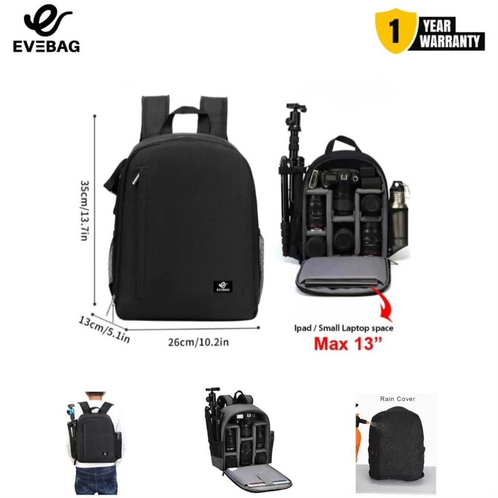 EVEBAG BM720 Tas Ransel Kamera DSLR Mirrorless Laptop Drone Camera Backpack Free Raincover