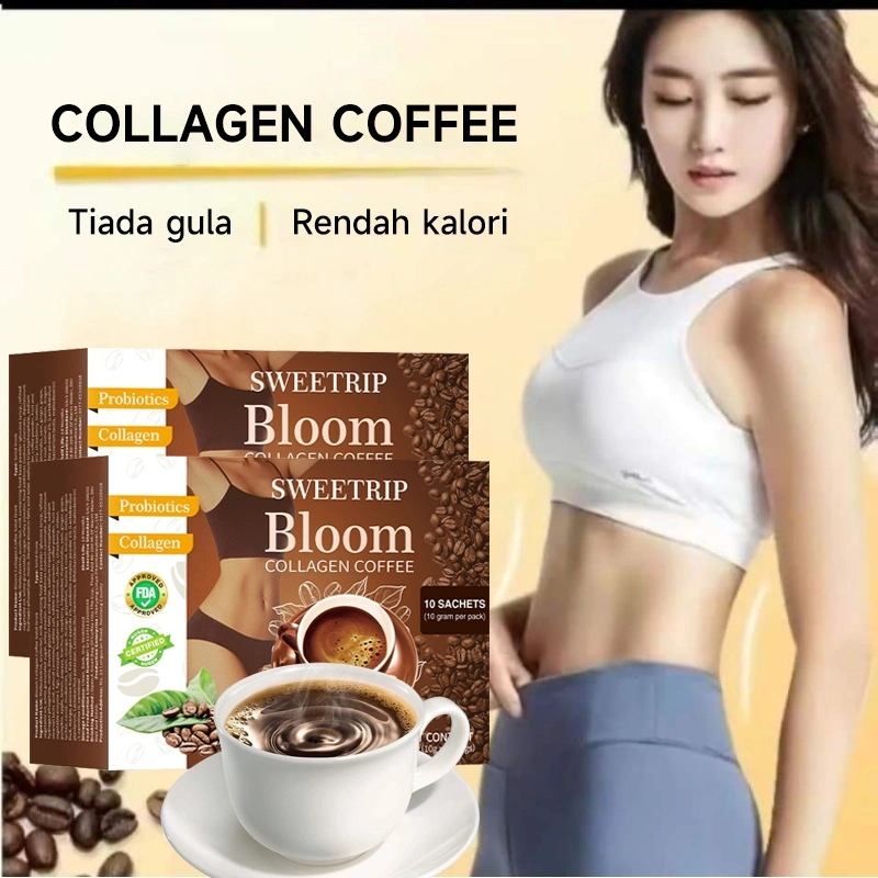 SWEETRIP Bloom Collagen Coffee 100g Kopi Diet Enzim Pelangsing Tubuh Penghancur Lemak Instant Coffee  Robusta Collagen Detoksifikasi Dan Turunkan Berat Badan Membakar Lemak Kurangi Nafsu Makan