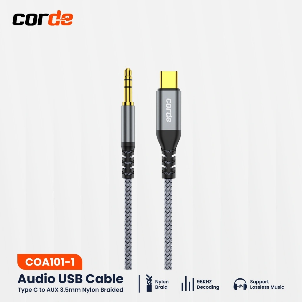 CORDE Kabel Audio Converter Type C to AUX 3.5mm Male to Male Support DAC Chip