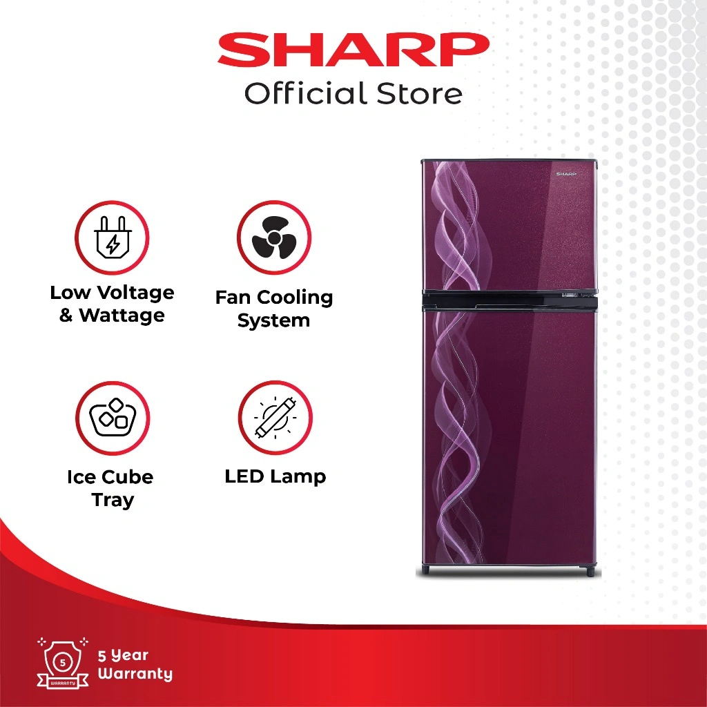 Sharp Kulkas 2 Pintu New Kirei Series Purple Helix SJ-197ND-VP2