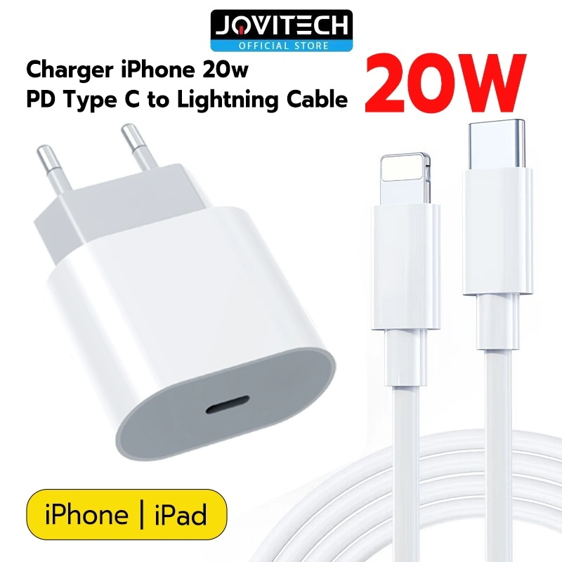 Jovitech Charger iPhone Ipad 20W Adaptor Fast Charging USB-C to Lightning Cable - CA01