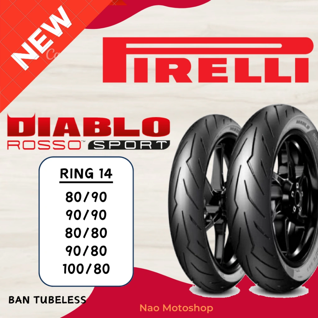 [FREE WRAPPING] BAN TUBELESS PIRELLI DIABLO ROSSO SPORT RING 14 80/90 90/90 90/80 100/80 MOTOR BEAT VARIO SCOOPY SPACY LEXI MIO