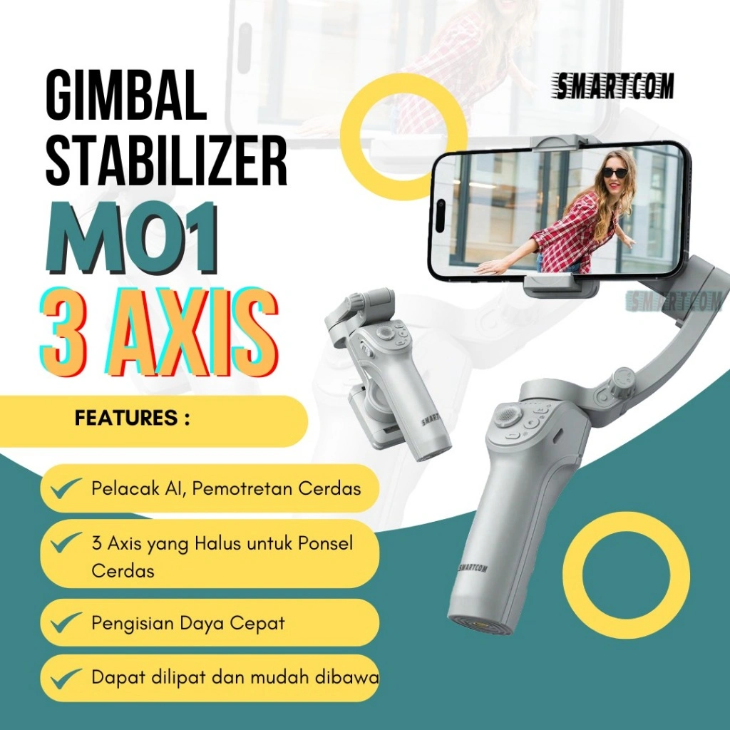 SMARTCOM M01 Gimbal HP 3 Axis Gimbal Stabilizer Hp Smartphone Garansi Resmi