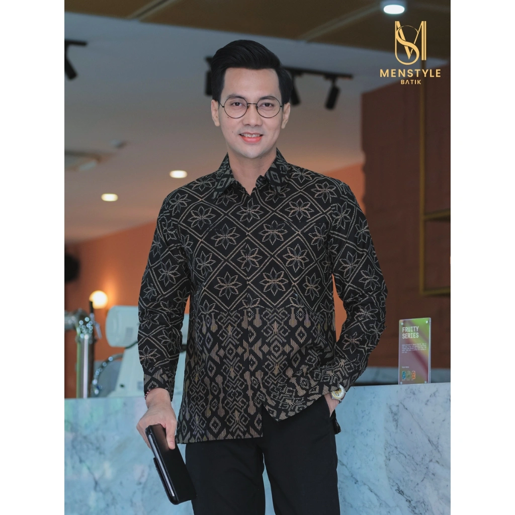 MENSTYLE BATIK - Kemeja batik pria Gahtan slimfit lapis furing bahan katun lengan panjang