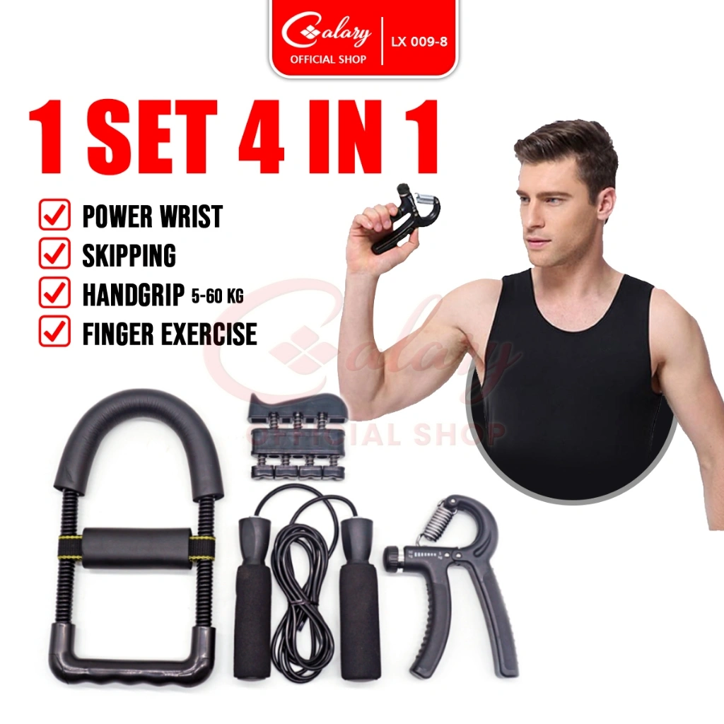 CALARY Handgrip Set 4in1 Exercise Skipping Rope Power Wrist Olahraga Jari Tangan 009-8