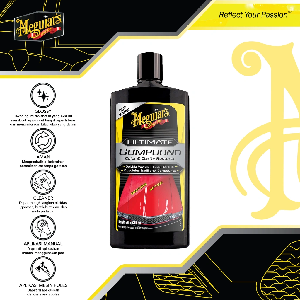 Meguiars G17216 Ultimate Compound 450ml Penghilang Baret Swirl Oksidasi Goresan Noda Jamur Waterspot Cat Mobil Motor Kendaraan
