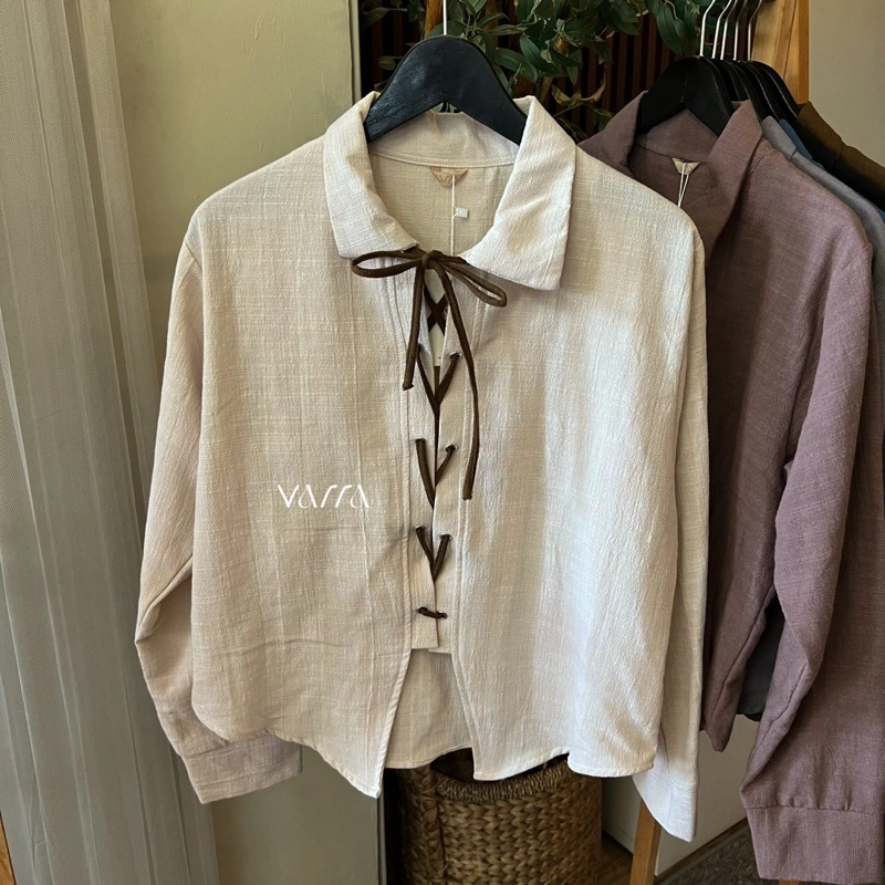 RIBBON SHIRT KEMEJA TALI PITA WANITA TOP ATASAN WANITA