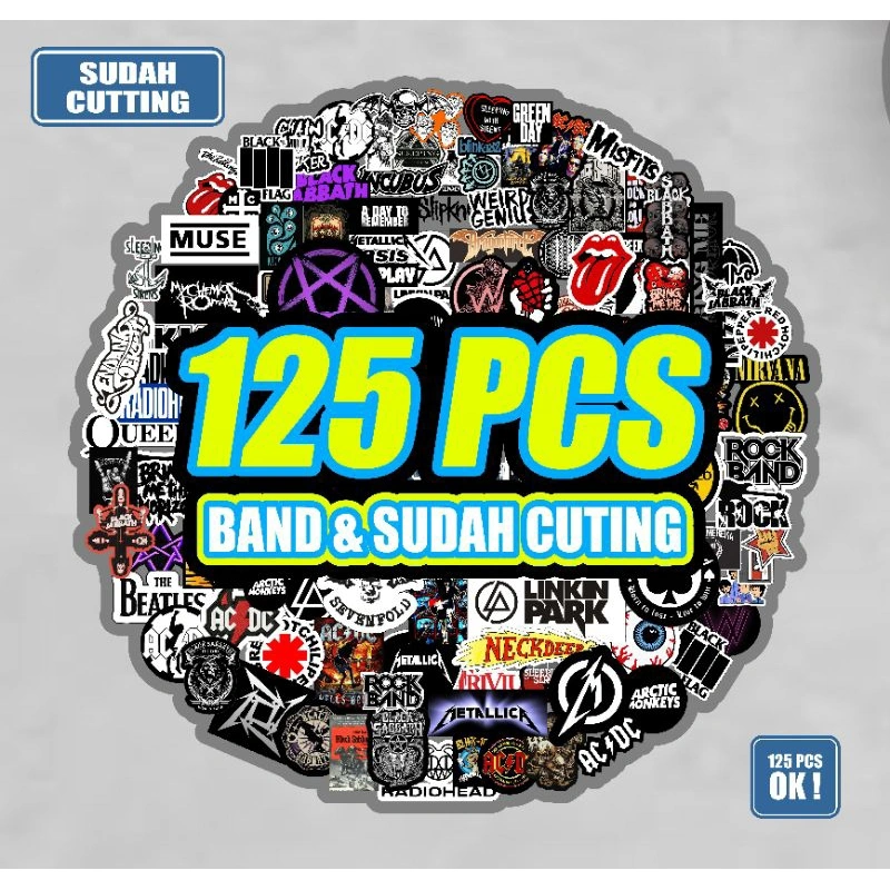 Stiker Pack series band isi 125pcs local dan luar bahan VYNIL anti air