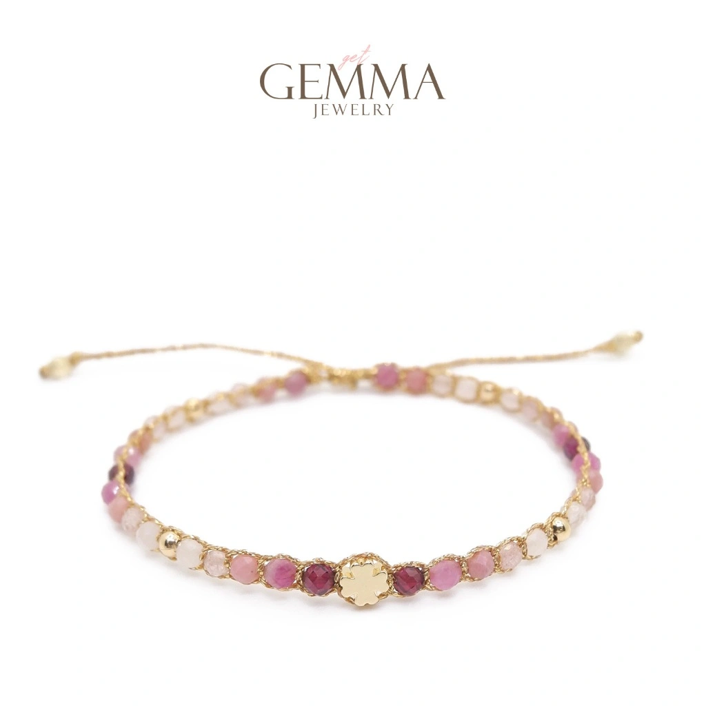 Gemma Jewelry - Crystals of Love Gemstone Bracelet | Anti Karat 14K Gold Plated & 5 Gemstones | Gelang Batu Alam Asli | Get Gemma Jewelry