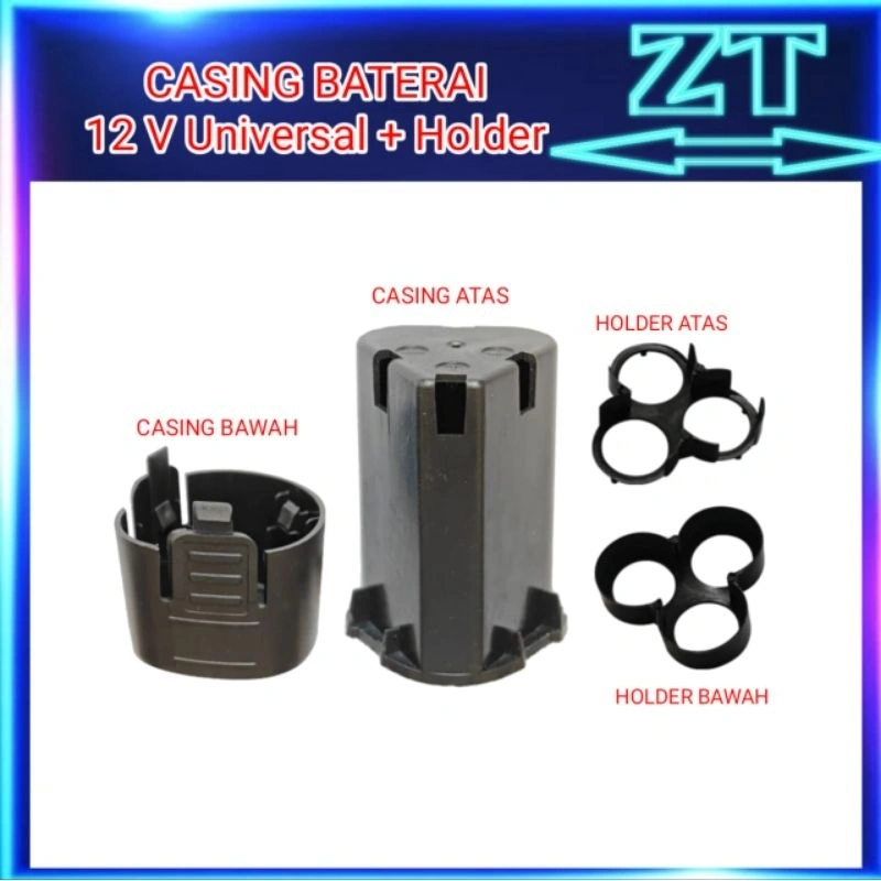 Casing  Baterai 12 Volt universal + Holder 100% baru