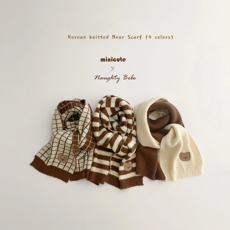 MINICUTE - Syal Bear Anak Korea Aesthetic / Korean Kids Scarf