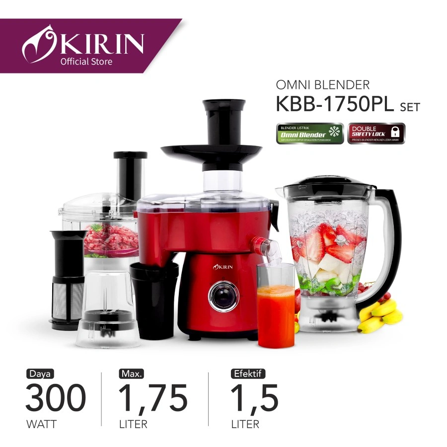 KIRIN Blender Juicer Chopper Set KBB-1750PL-SET