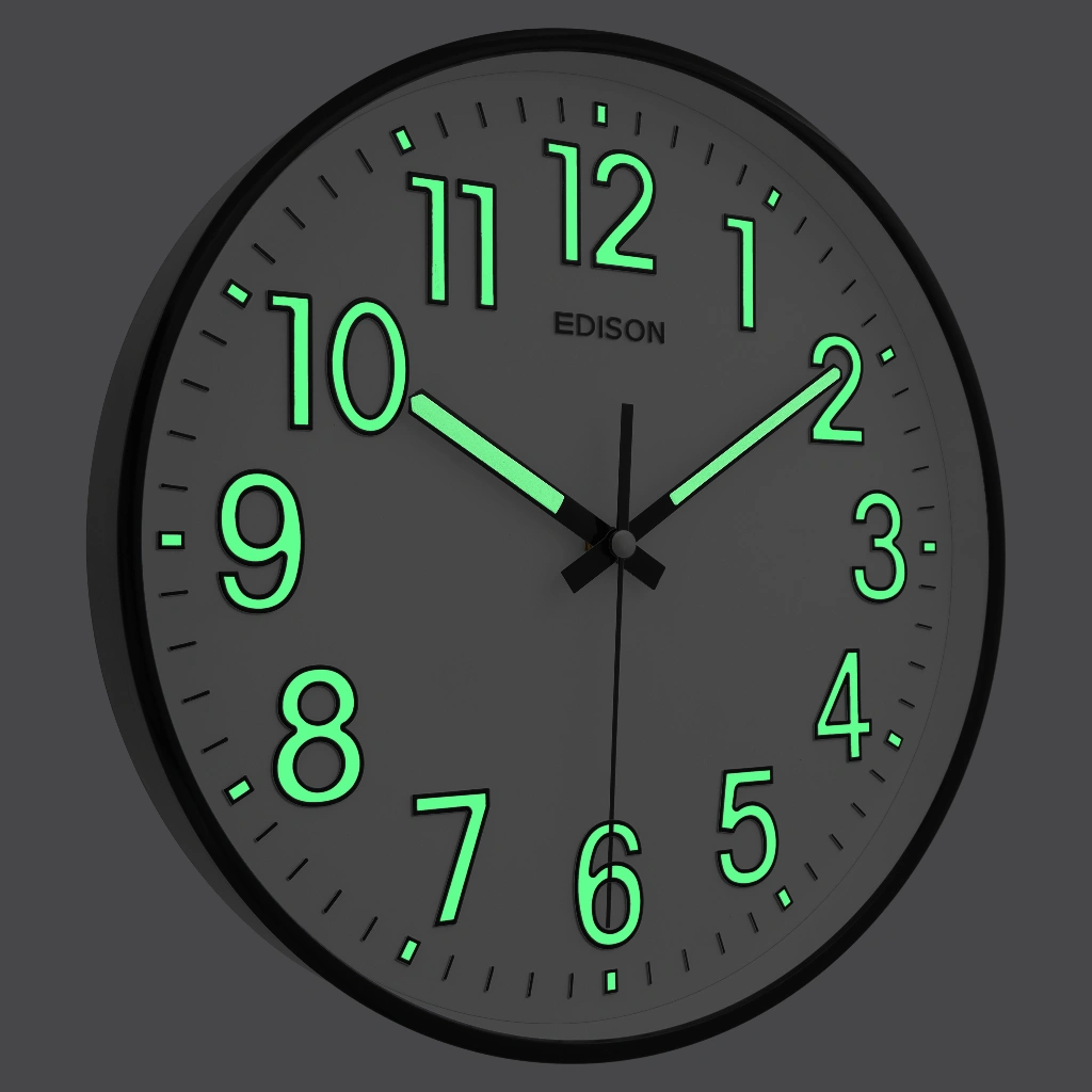 Jam Dinding Edison Sweep ES 320 T64 Glow in the Dark Timbul Diameter 320mm 32cm