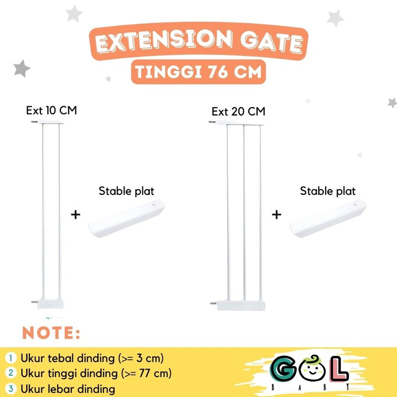 GOL Baby TINGGI 76 CM Extension Baby Safety Gate Pintu Pagar Pengaman Pembatas Bayi Anak Tangga Dapur Kamar Mandi