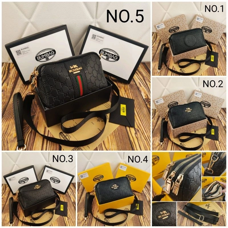 BUMBAG - Tas Selempang Mini Wanita 3 Ruang 2 Tali FREEBOX - Dompet Selempang Wanita 3 Zipper - Tas Slempang Mocofashion Slingbag Korea Mini Bag wanita Uniqe - TAS FREE BOX & INVOICE TAS IMPORT WANITA TAS SELEMPANG 191592