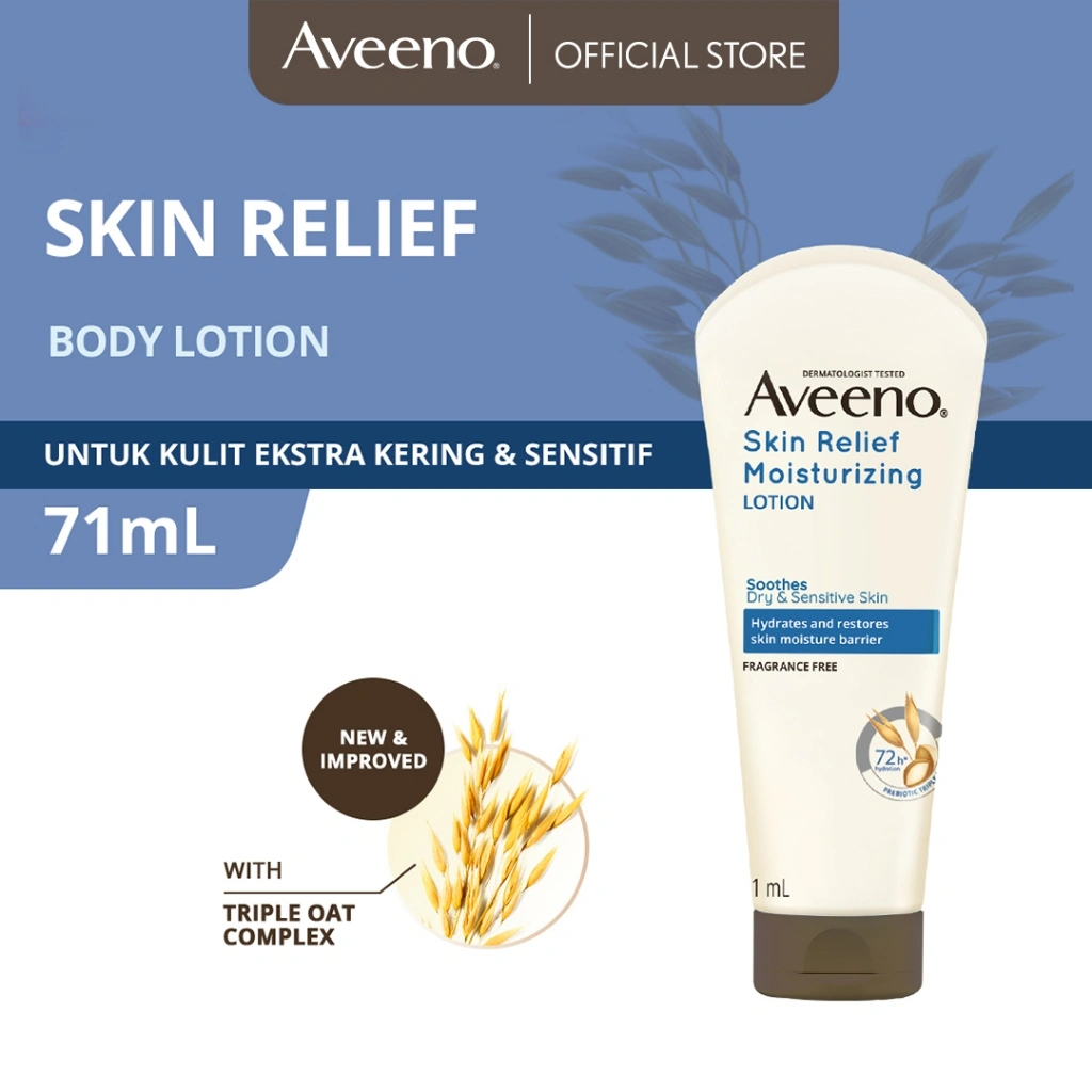 Aveeno Skin Relief Moisturizing Lotion | Lotion Pelembap untuk Kulit Ekstra Kering & Sensitif | 71mL