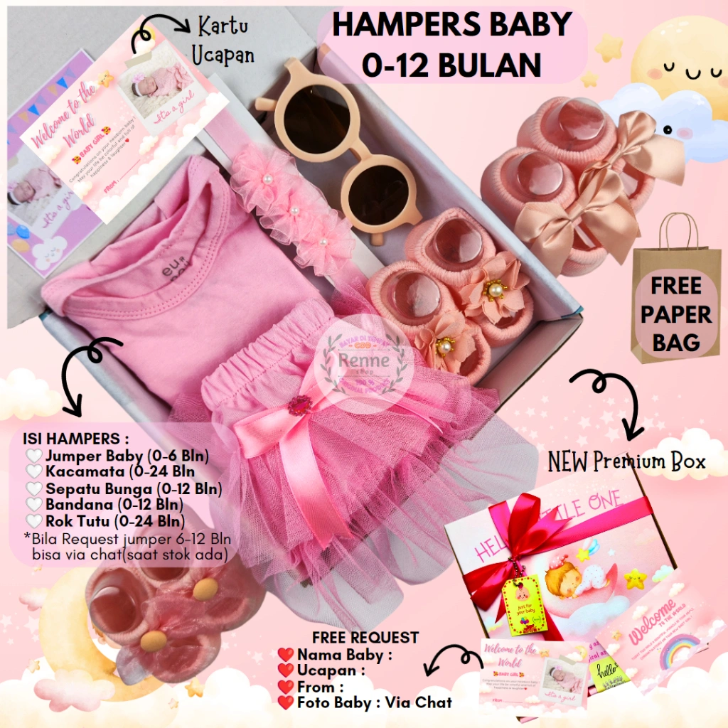 RENNESHOP - (TUTU) - HAMPERS BABY GIRL / Hampers Baby / Hampers Bayi / Kado Bayi / Baju Bayi / Gift Box Baby