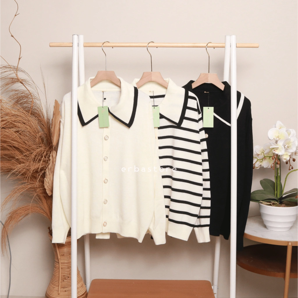 COLLAR CARDIGAN Rajut Premium By ERBA / CARDIGAN KOREAN STYLE / CARDIGAN KOREAN / CARDIGAN MURAH / CARDIGAN RAJUT / CARDIGAN RAJUT KNIT PREMIUM / CARDIGAN WANITA TERMURAH / CARDIGAN MOTIF / CARDIGAN GARIS GARIS