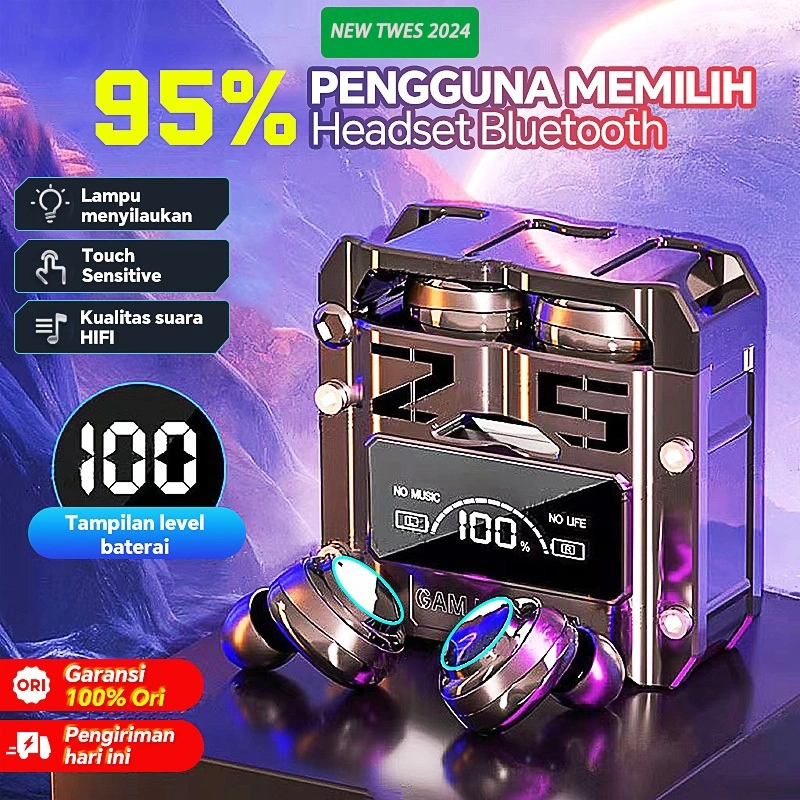 [COD]M25 Wireless Bluetooth Headphones TWS 5.3 Low Latency In-Ear Noise Reduction Headset LED Mic Earbud Stereo  Sports Gaming Earphone