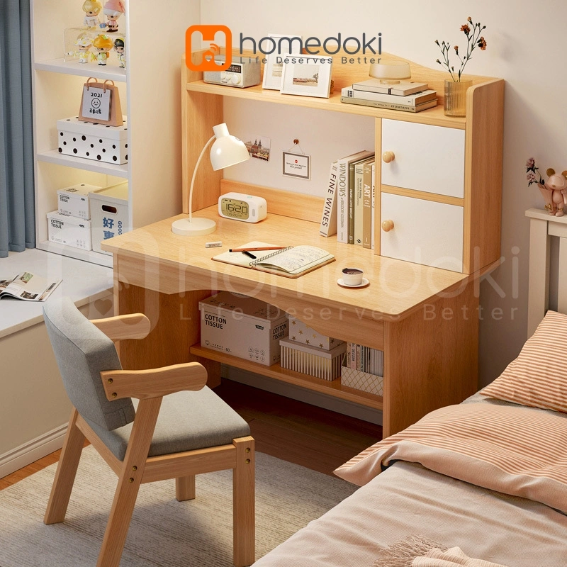 Homedoki Meja Belajar/Meja Belajar Anak/Meja Belajar Minimalis/Meja Belajar Aesthetic/Meja Rias Putih