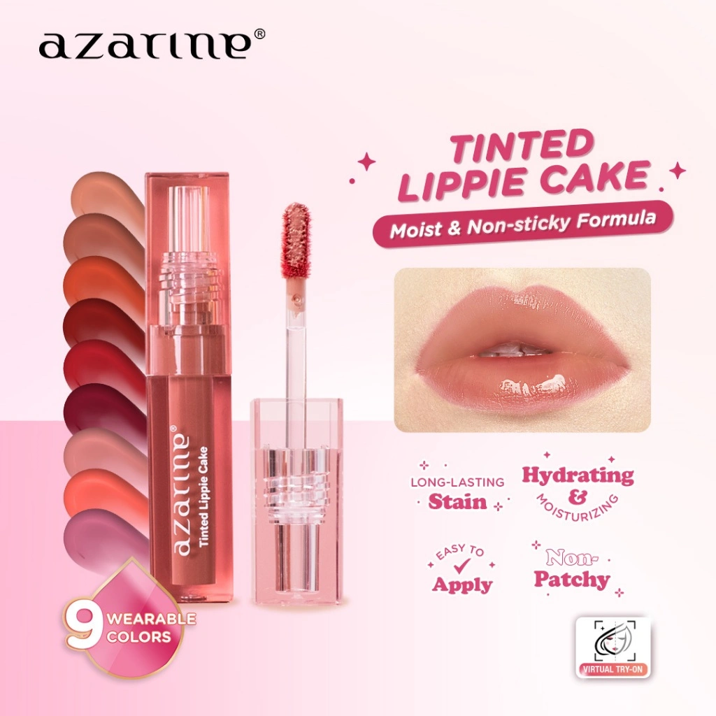 Azarine Tinted Lippie Cake Lip Tint ala Korea Longlasting Hydrating Extra Moisturizing Mengcover Bibir Gelap 2.9ml