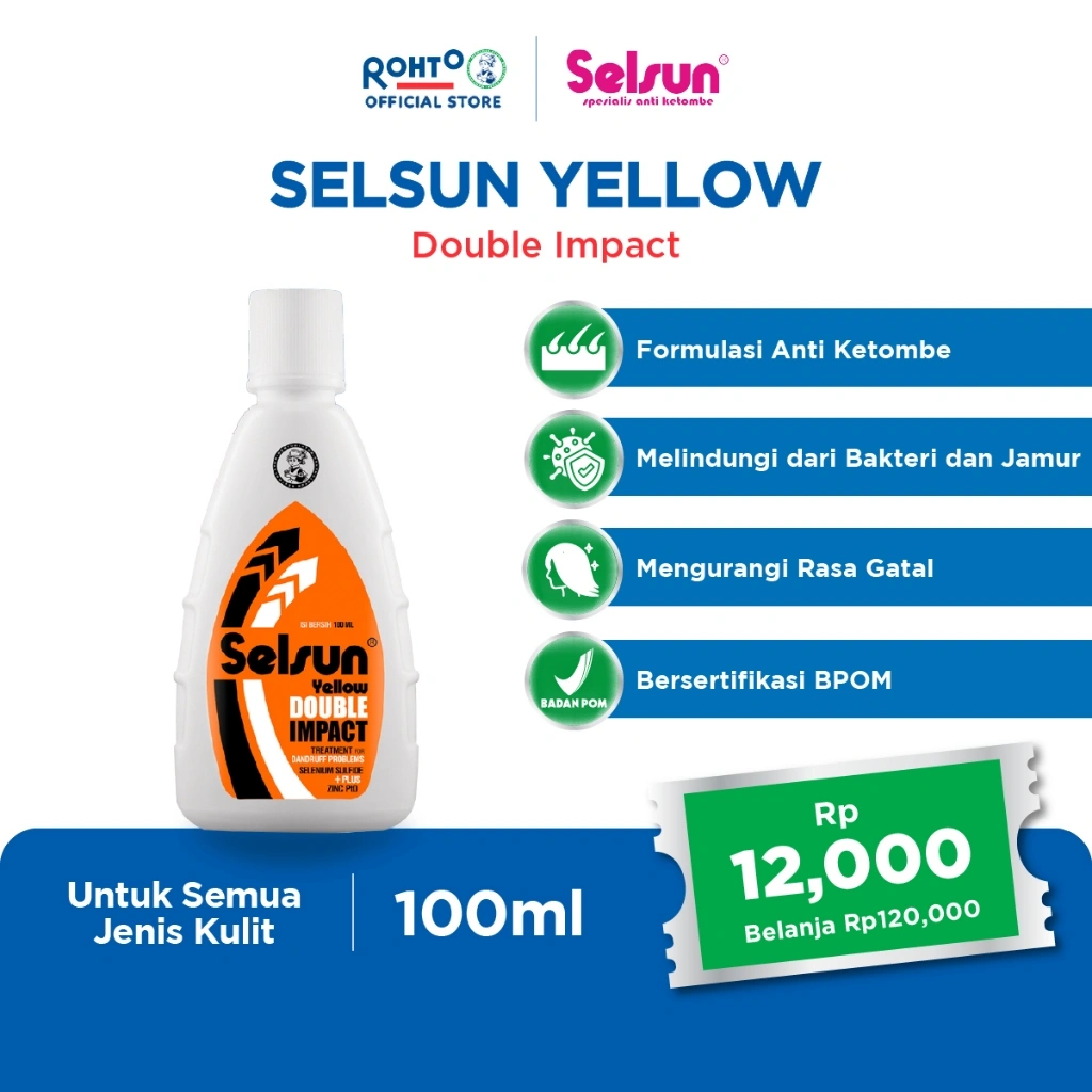 Selsun Yellow Double Impact Treatment - 100ml (Get rid of severe dandruff and reduce itching due to dandruff)
