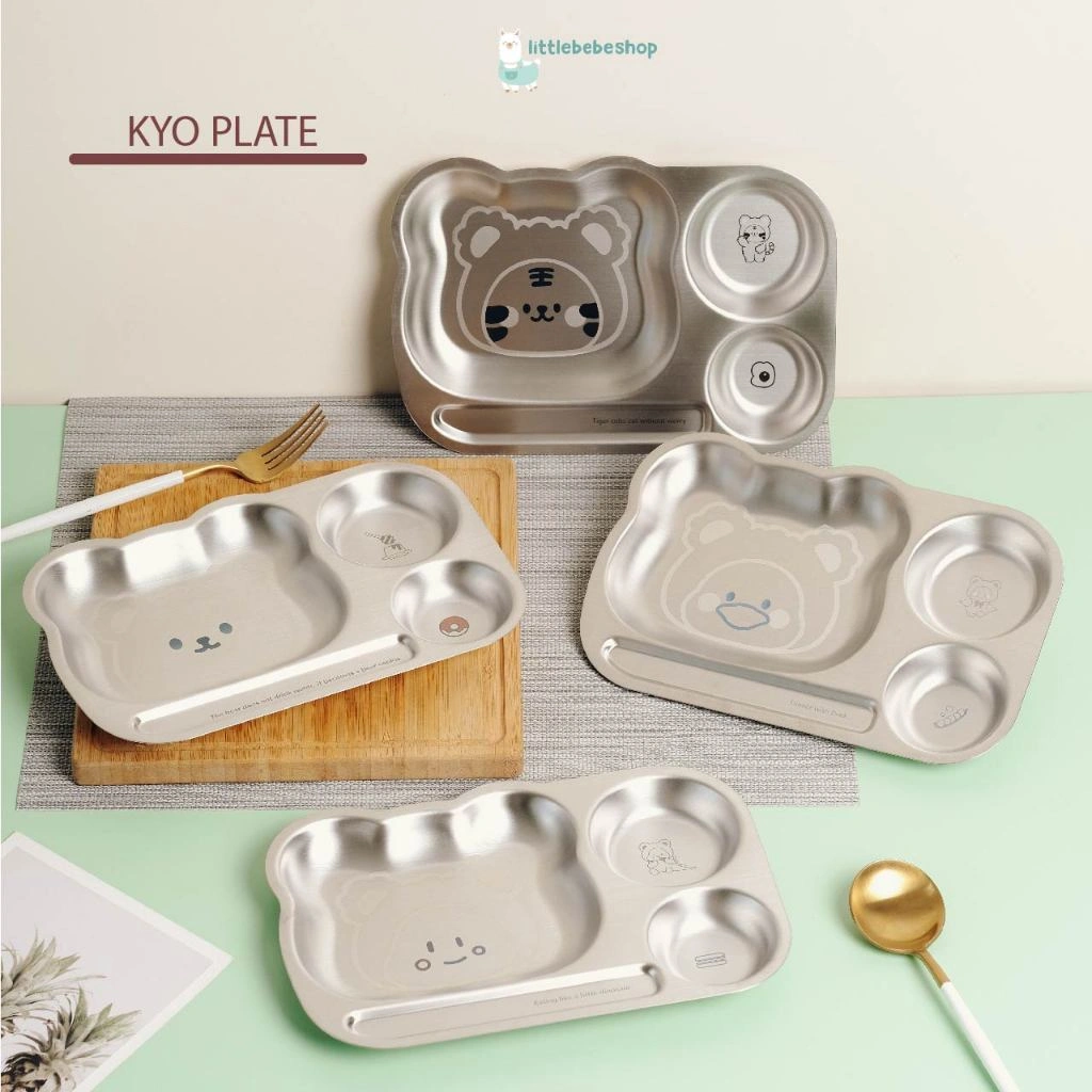Littlebebeshop Kyo Stainless Plate Food Tray | Piring Makan Anak Stainless Food Grade