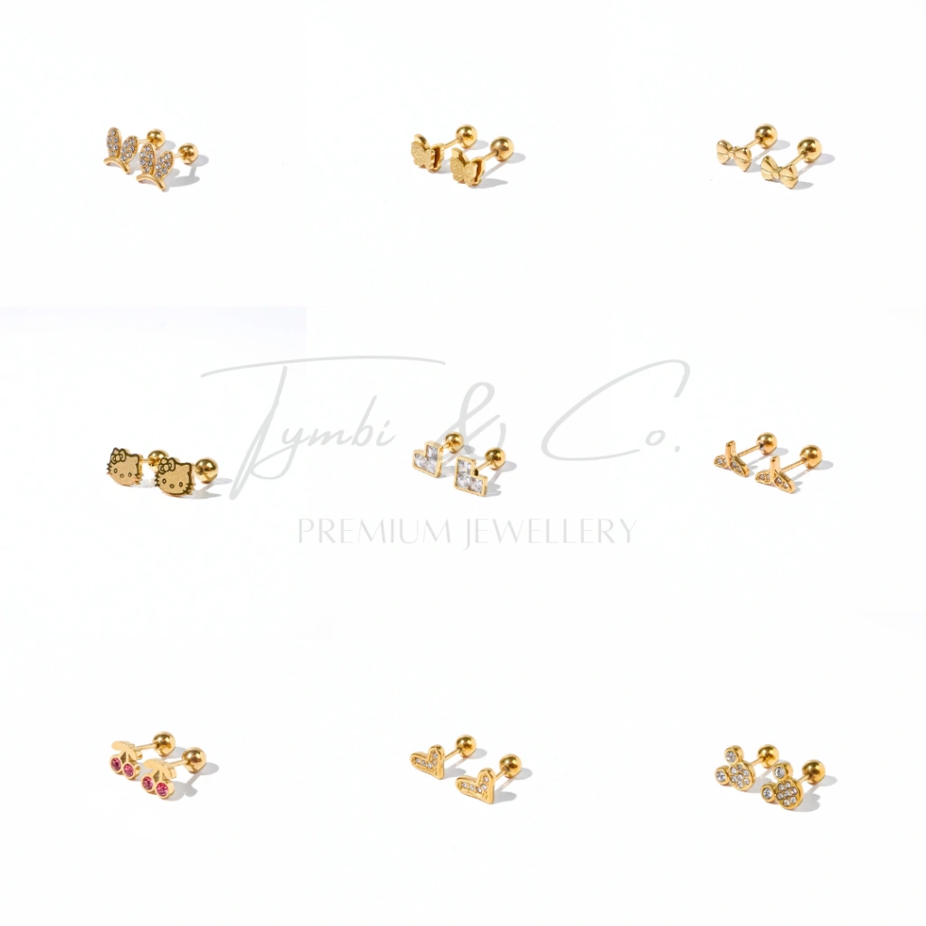 Tymbi&Co - Mini Play Earring (HARGA SEPASANG) Piercing | Anting Tusuk Anti Karat | Anting Tusuk Titanium | Anting Anak - Anak
