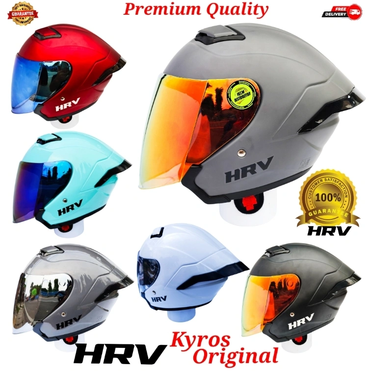 HELM HRV KYROS SOLID ORIGINAL100%HELM HALF FACE BONUS SPOILER SIZE M , L ( cod ) Gratis Ongkir