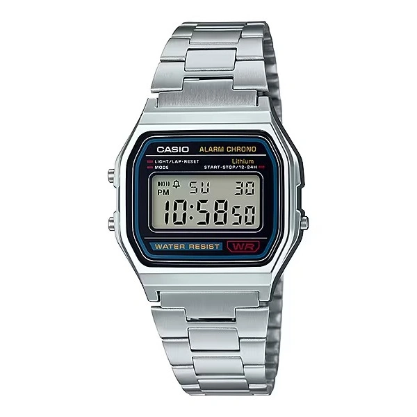 Casio General A158WA-1D / A158WA-1DF Jam Tangan Unisex Digital Stainless Steel Silver